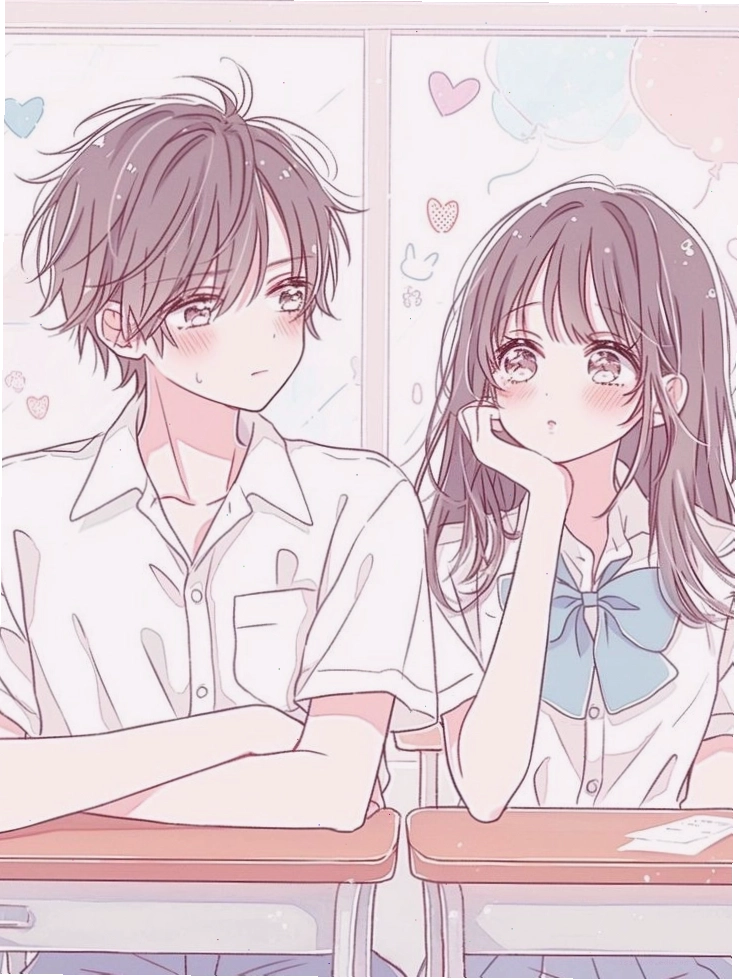 Hình cô gái anime trong khung cảnh lãng mạn của một câu chuyện tình yêu