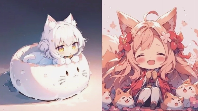 Hình đại diện dễ thương cô gái anime hóa thân thành chú cáo
