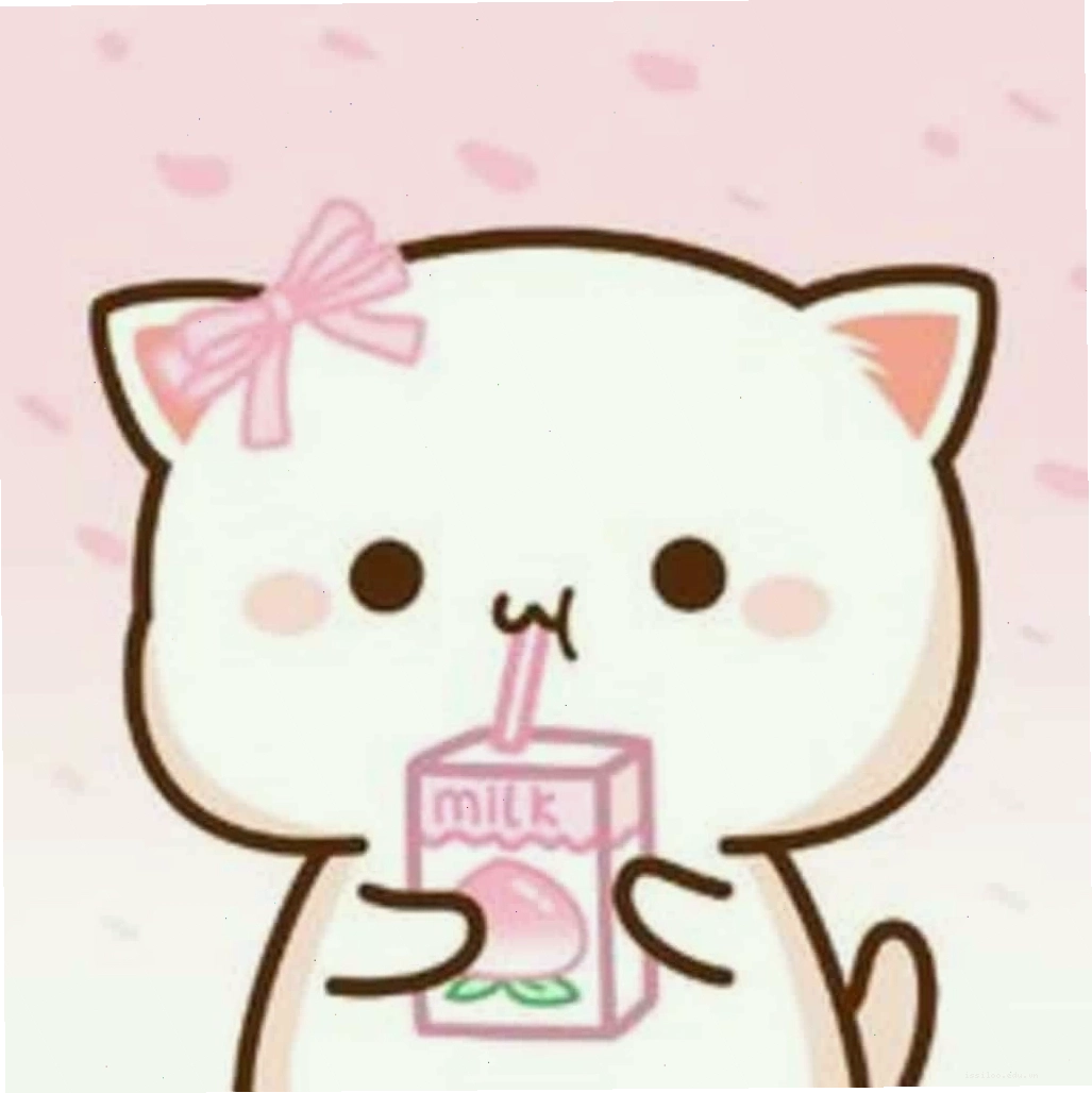 Hình mèo chibi đang uống sữa rất đáng yêu