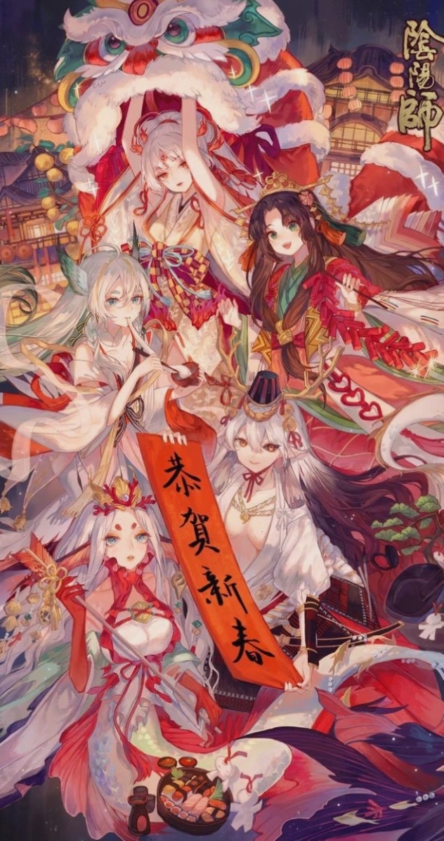 Hình nền anime cho điện thoại mang không khí Tết