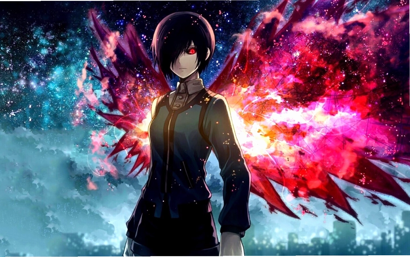 Hình nền anime lạnh lùng và quyền lực với tông màu tối