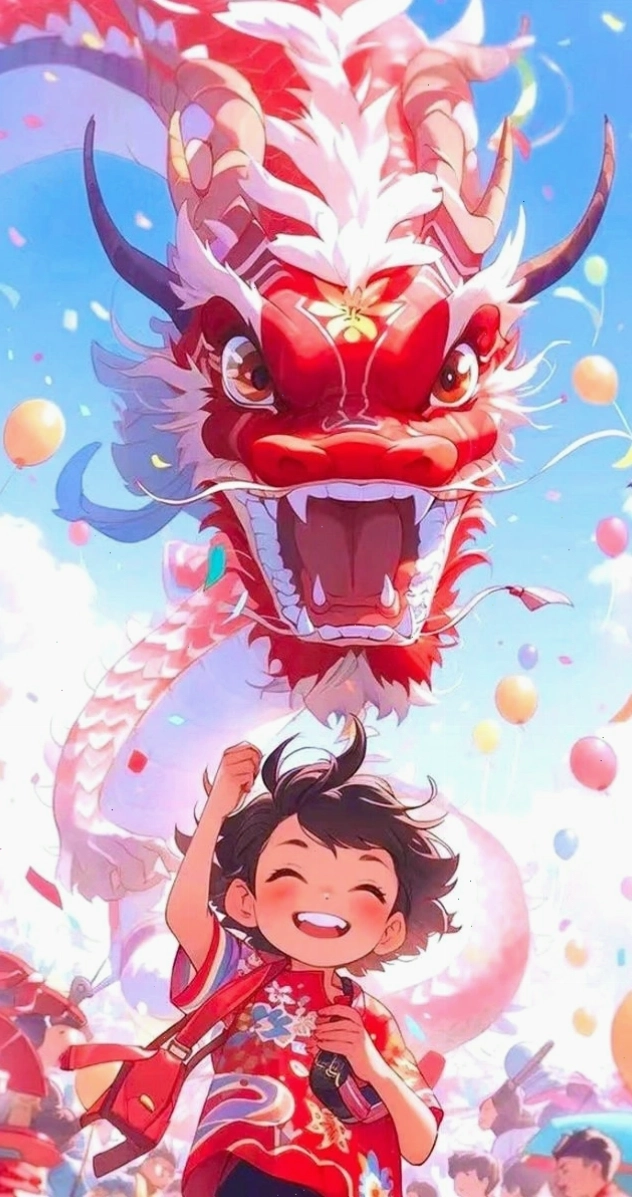 Hình nền điện thoại chủ đề Tết với các nhân vật anime dễ thương