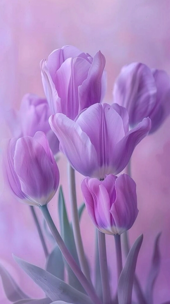 Hình nền hoa tulip tím mơ màng, lãng mạn dưới ánh sáng đêm