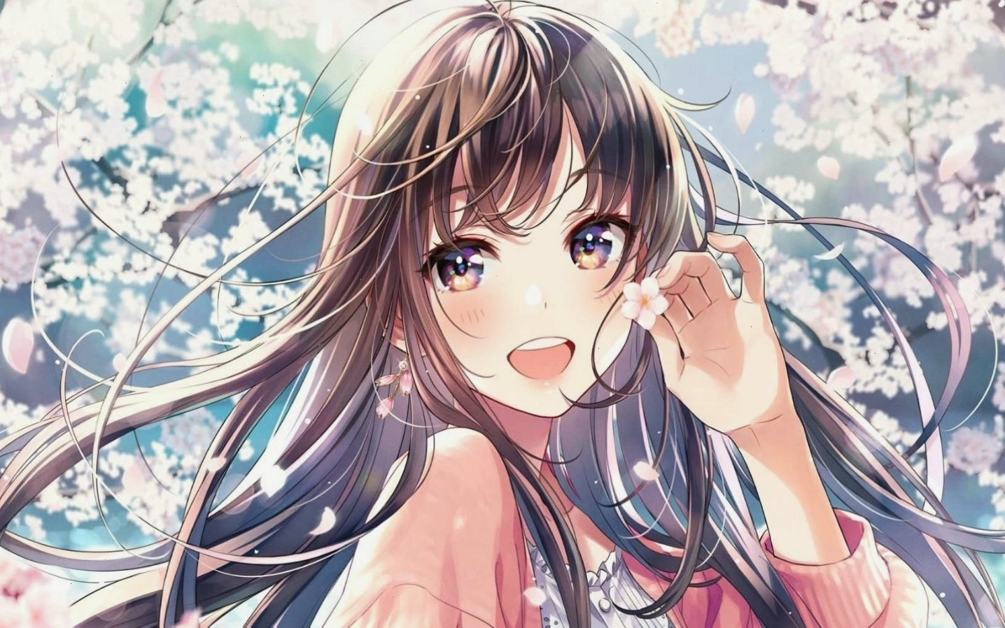 Hình nền nhân vật anime nữ dễ thương với đôi mắt to tròn
