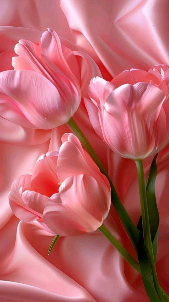 Hoa tulip hồng mềm mại, lụa là dưới ánh sáng dịu nhẹ