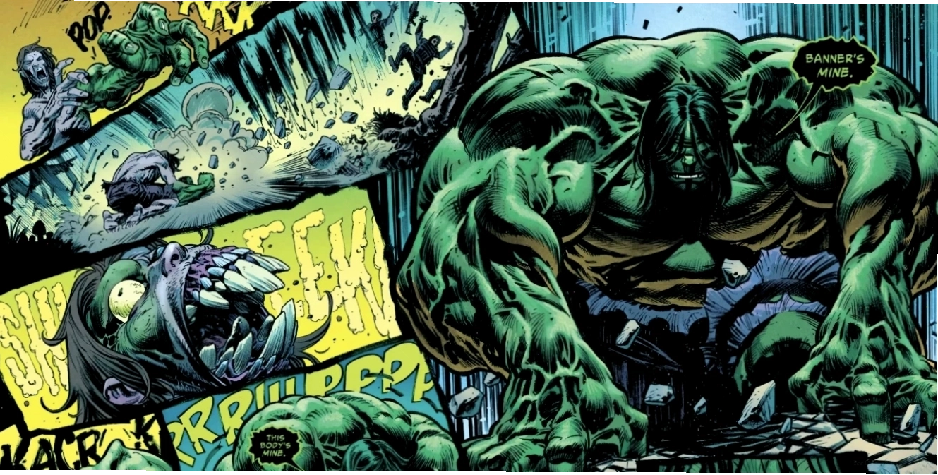 Hulk trong trạng thái giận dữ với cơ bắp cuồn cuộn