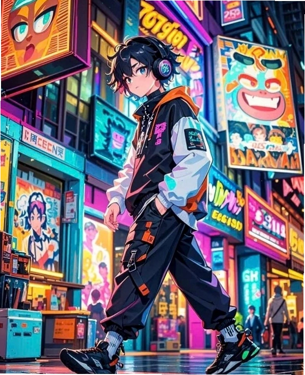 Không gian đô thị làm nổi bật phong cách boy phố anime