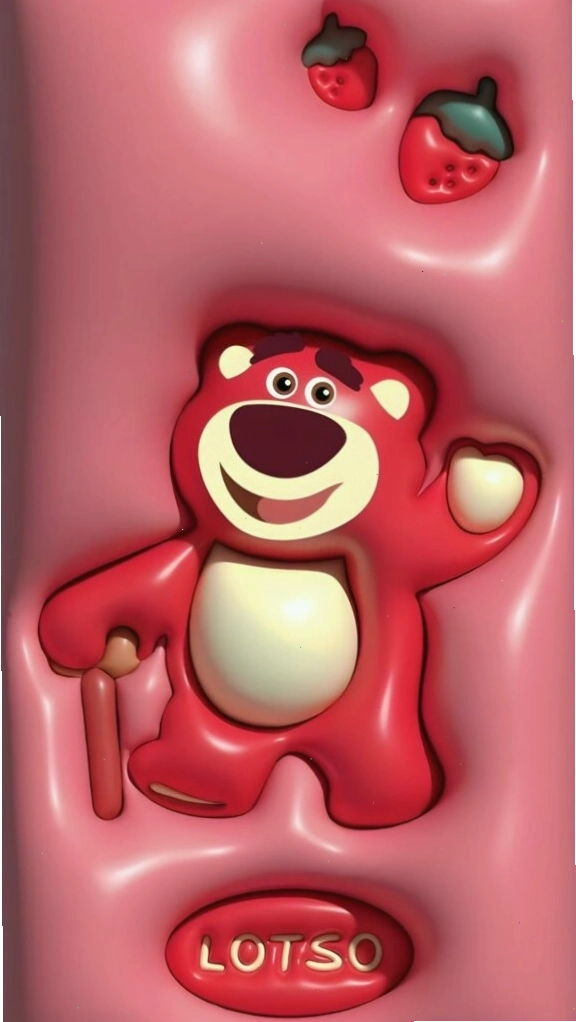 Lotso 3D nổi bật trên nền hồng bóng, thu hút ánh nhìn