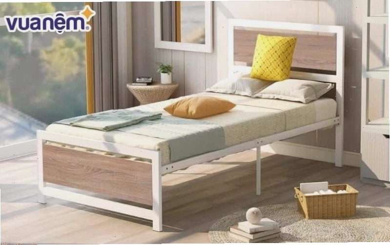 Mẫu giường ngủ cho bé gái bằng sắt giả gỗ