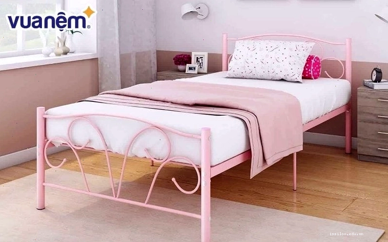 Mẫu giường sắt phong cách hiện đại với khung sơn tĩnh điện màu trắng