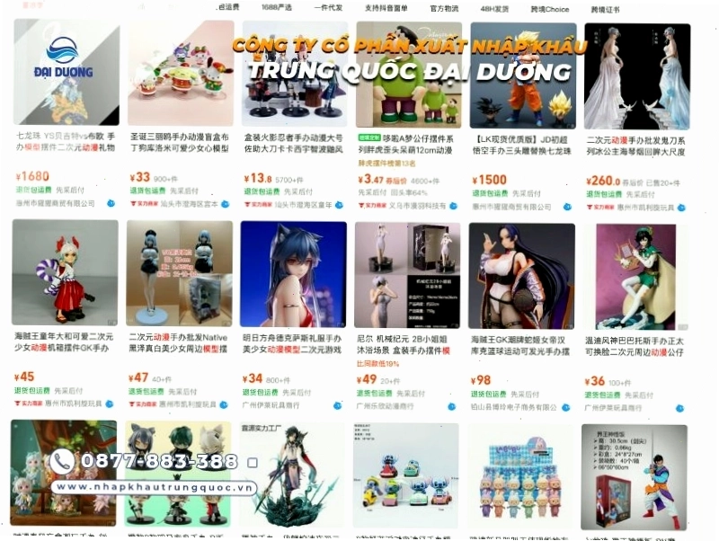 Mua mô hình anime trên sàn TMDT Trung Quốc