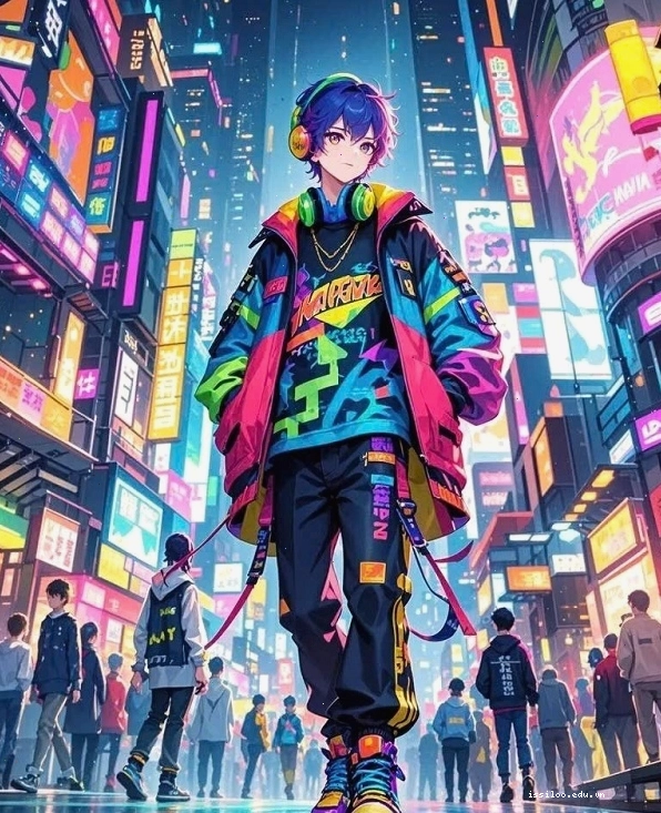 Nhân vật anime với biểu cảm đa dạng trong không gian đường phố