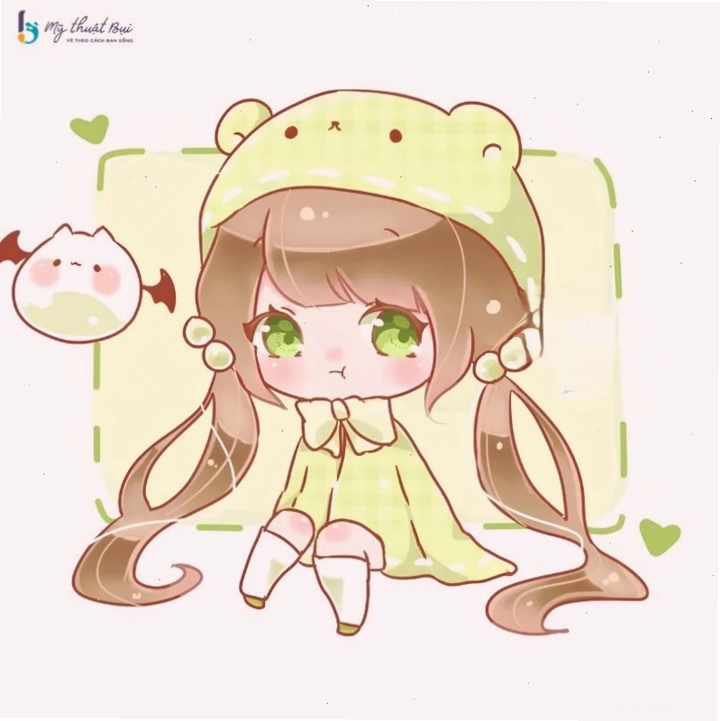 Nhân vật chibi nữ đang chơi đàn guitar
