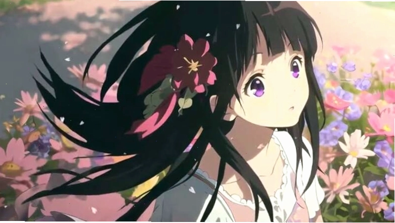 Nhân vật hoạt hình anime dễ thương với trang phục học sinh