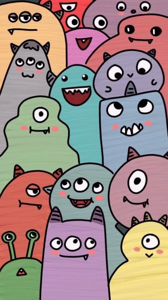 Quái vật doodle chen chúc, biểu cảm hài hước, độc đáo