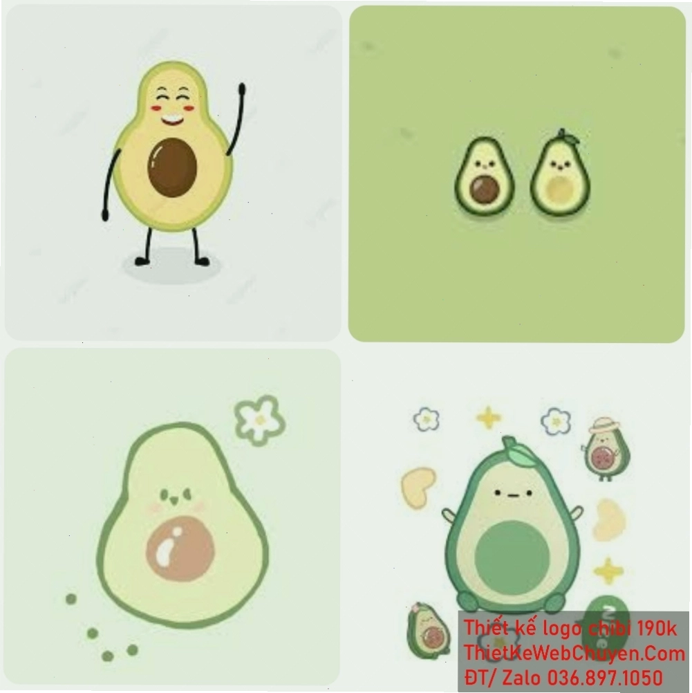 Trái bơ chibi cute với thông điệp tích cực