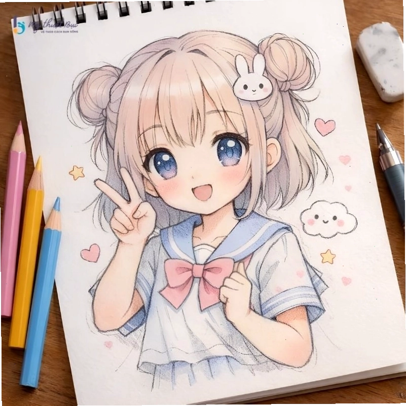 Tranh vẽ anime nữ đẹp