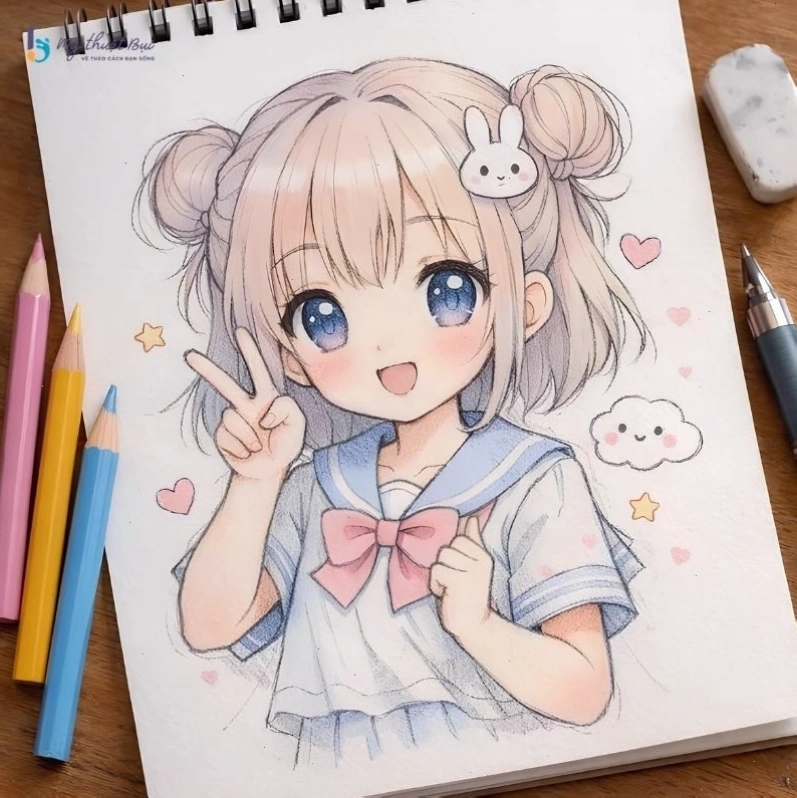 Tranh vẽ anime nữ đẹp