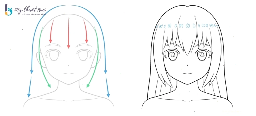 Vẽ các chi tiết trên khuôn mặt nhân vật anime