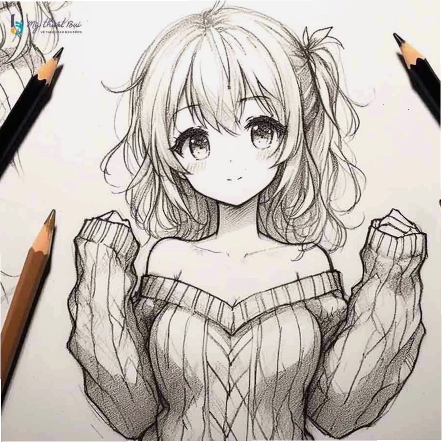 Vẽ chi tiết khuôn mặt nhân vật hoạt hình anime nữ