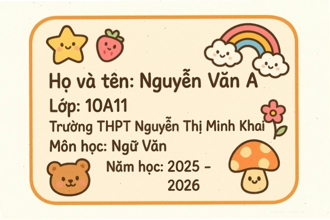 Ví dụ về việc tùy chỉnh nội dung avatar lớp như tên trường và tên lớp