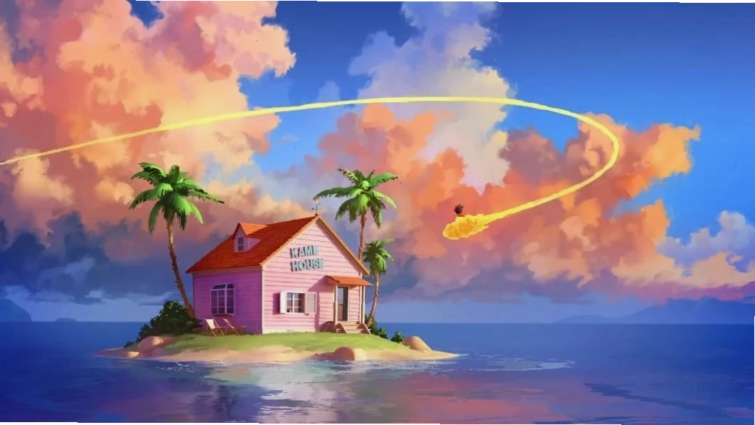 Wallpaper anime 4k pc Dragon Ball với khung cảnh Kame House