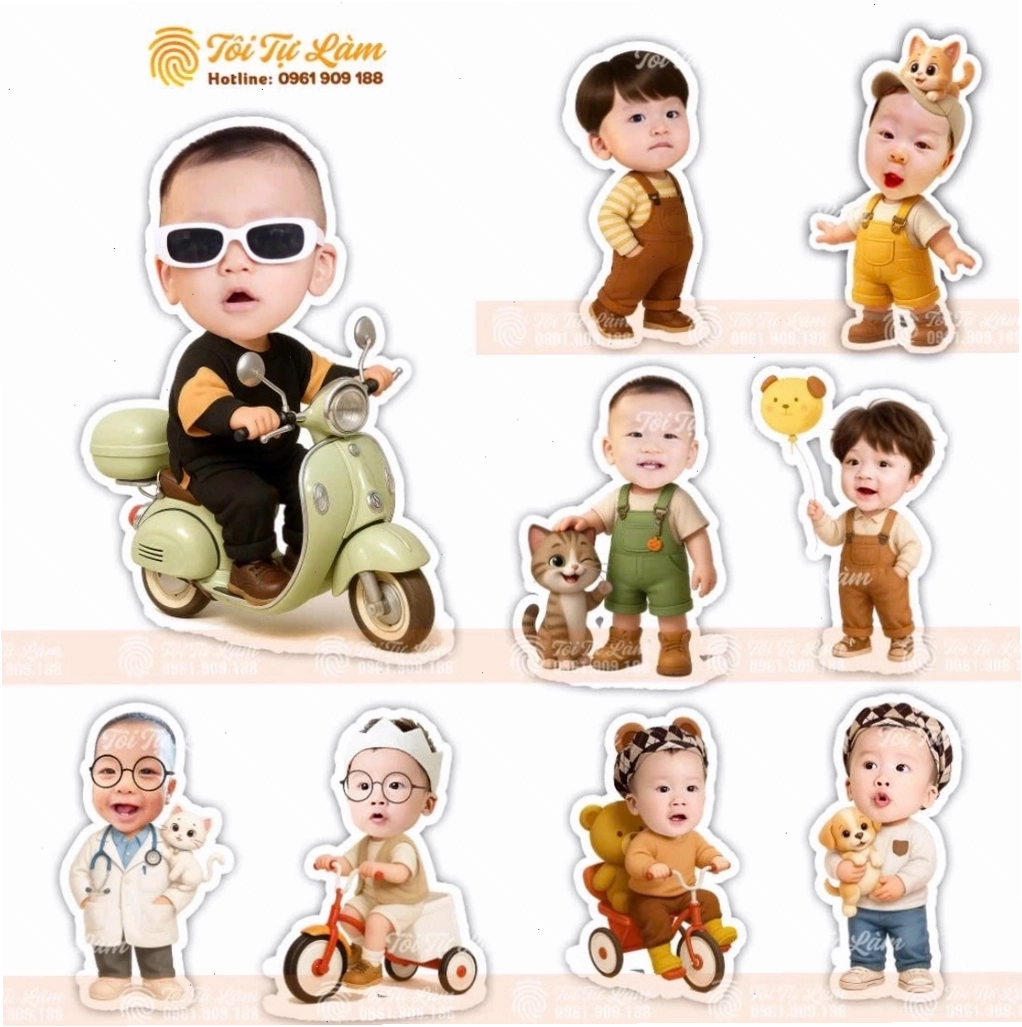 Mẫu ảnh chibi cho bé trai nghịch ngợm phong cách năng động