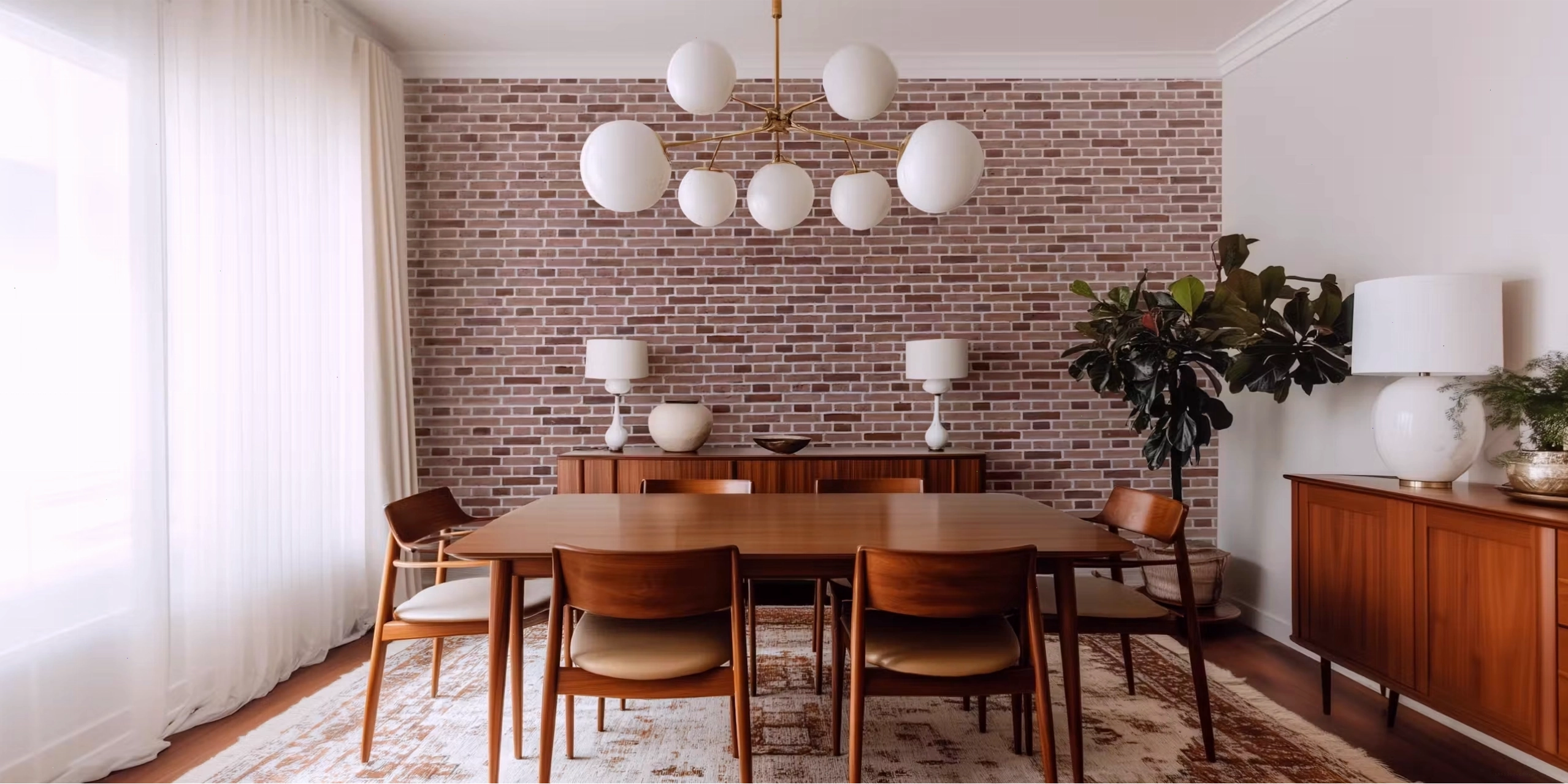 Brick wall wallpaper in a modern loft room