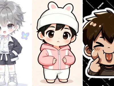 Mẫu ảnh chibi cho bé trai nghịch ngợm trang trí sinh nhật 2026